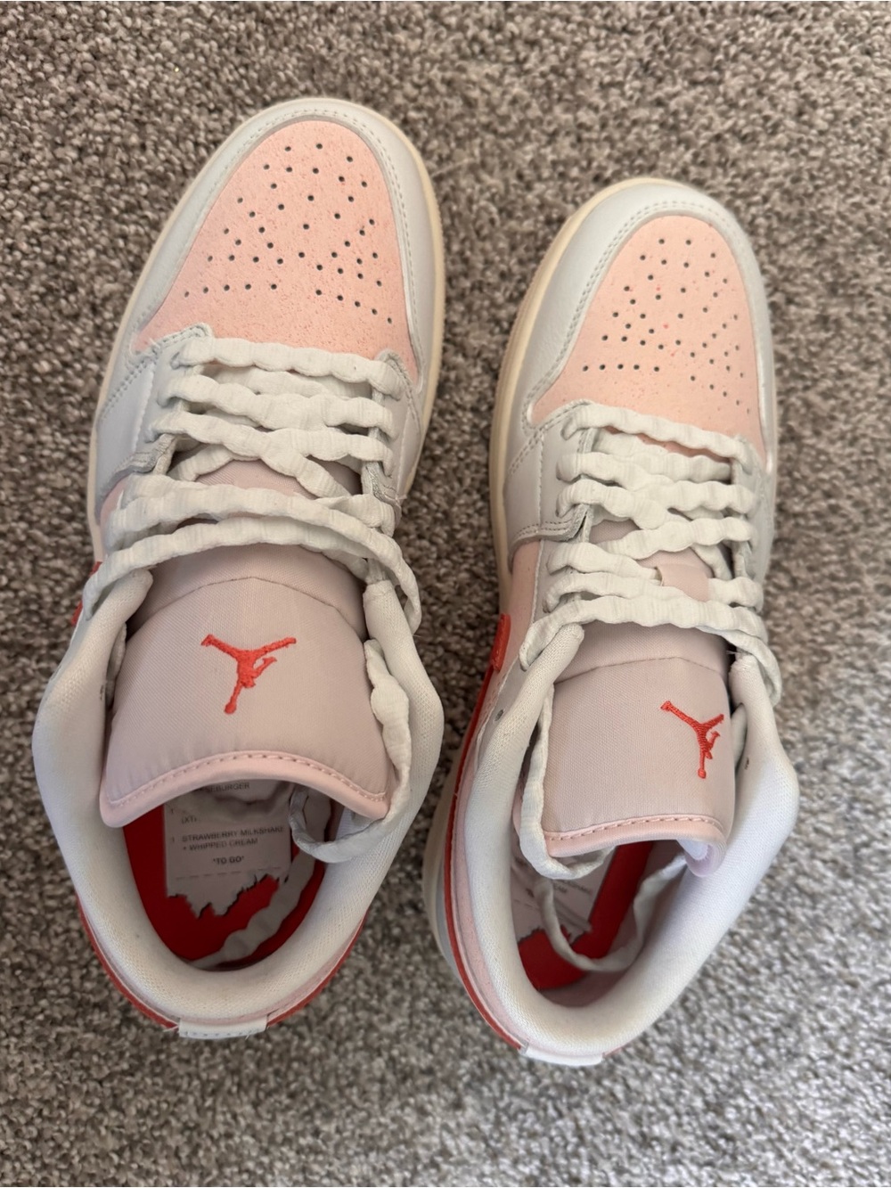 Strawberry Milkshake Jordan 1 Low White and Pink Low-Top Sneakers